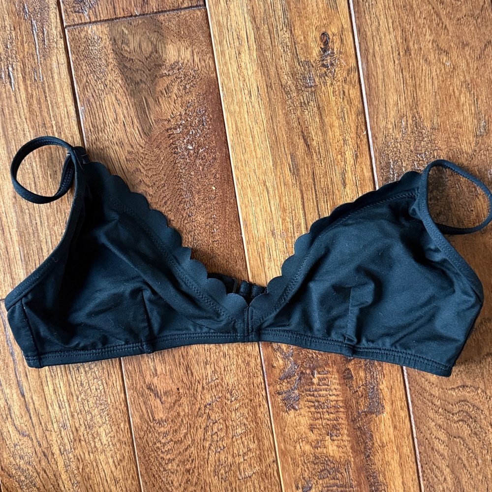 J. Crew Black Scalloped Bikini Top